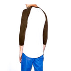Unisex 3/4 Sleeve Brown Raglan Tee Rear View