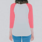 Unisex 3/4 Sleeve Pink Raglan Rear View