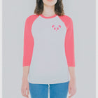 Unisex 3/4 Sleeve Pink Raglan Tee