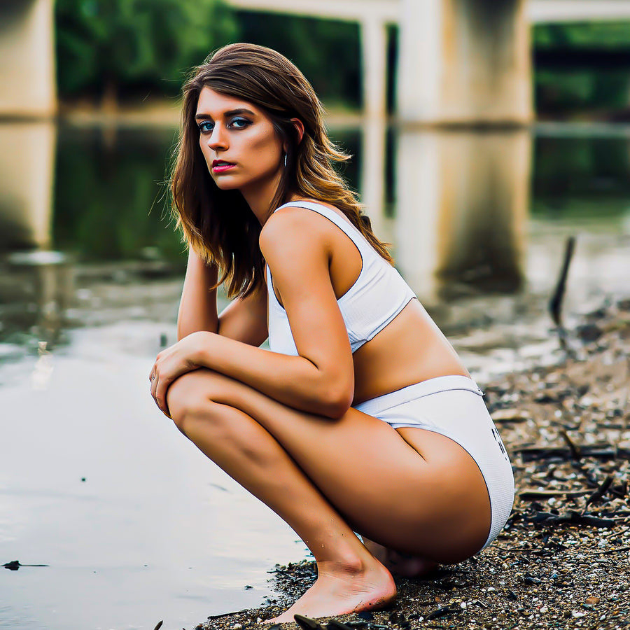 Dulce Tank Top with High Waisted Bottom Crouch Pose