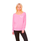 Ladies' Flowy Long Sleeve Off Shoulder Tee Front View
