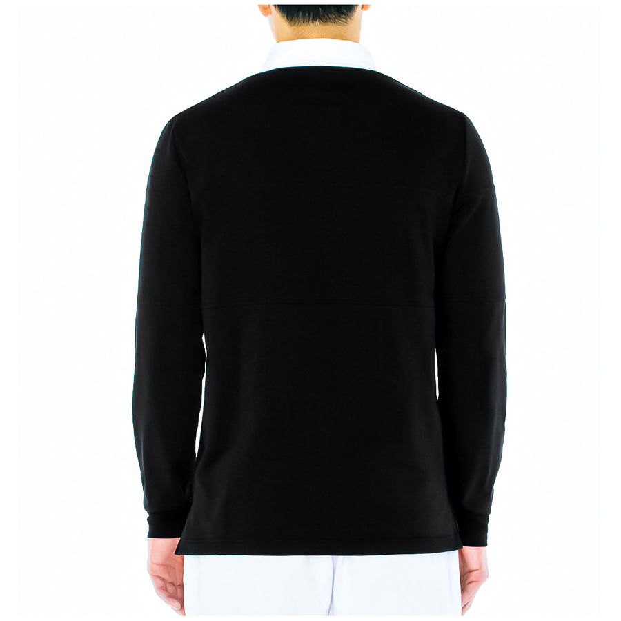 Unisex Thick Knit Black Rugby Shirt Rear View